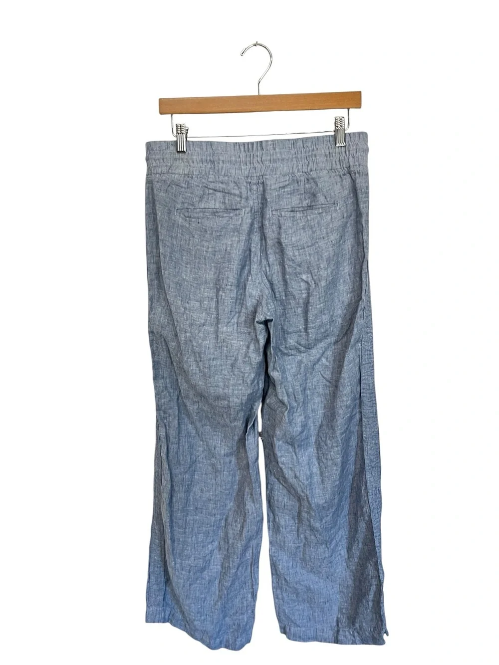 Athleta | Cabo Linen Wide Leg Pants Chambray Blue 4 - Picture 4 of 8